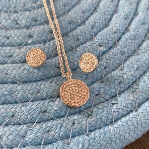 Anne Klein Sparkling Silver Necklace and Earring Set